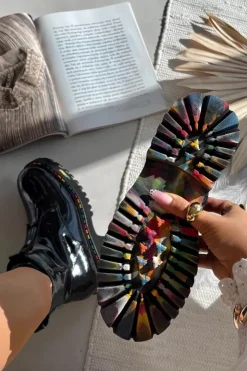 Clearance Artiker Skórzane Lakierowane Botki Damskie 57C0065 Szare