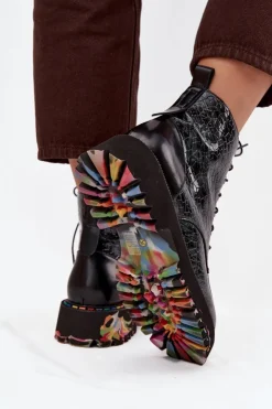 Clearance Artiker Skórzane Lakierowane Botki Damskie 57C0065 Szare