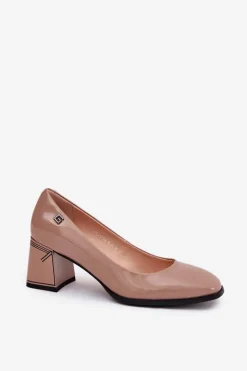 Online Buty damskie Vinceza Skórzane Lakierowane Czółenka Na Słupku Vinceza 91130 Beżowe Beżowy