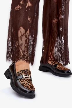 Buty damskie Vinceza Skórzane Lakierowane Mokasyny Panterka Vinceza 66790 Czarne