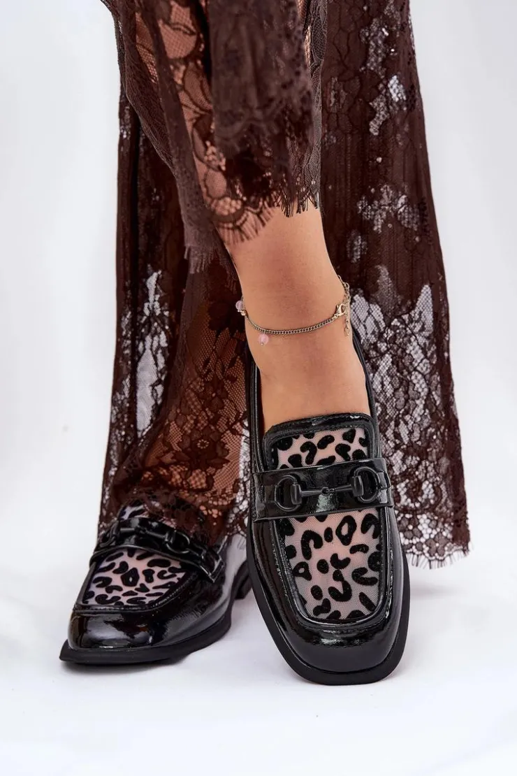 Damskie Buty damskie Vinceza Skórzane Lakierowane Mokasyny Z Siateczką Vinceza 31931 Czarne