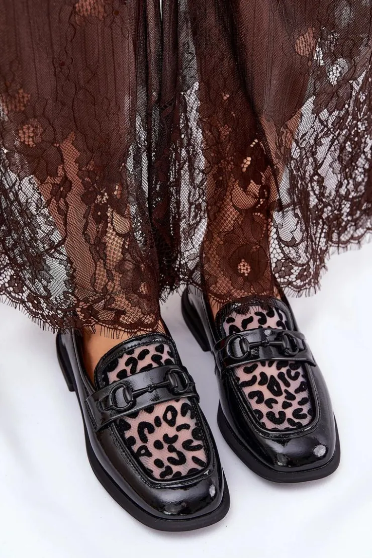 Damskie Buty damskie Vinceza Skórzane Lakierowane Mokasyny Z Siateczką Vinceza 31931 Czarne