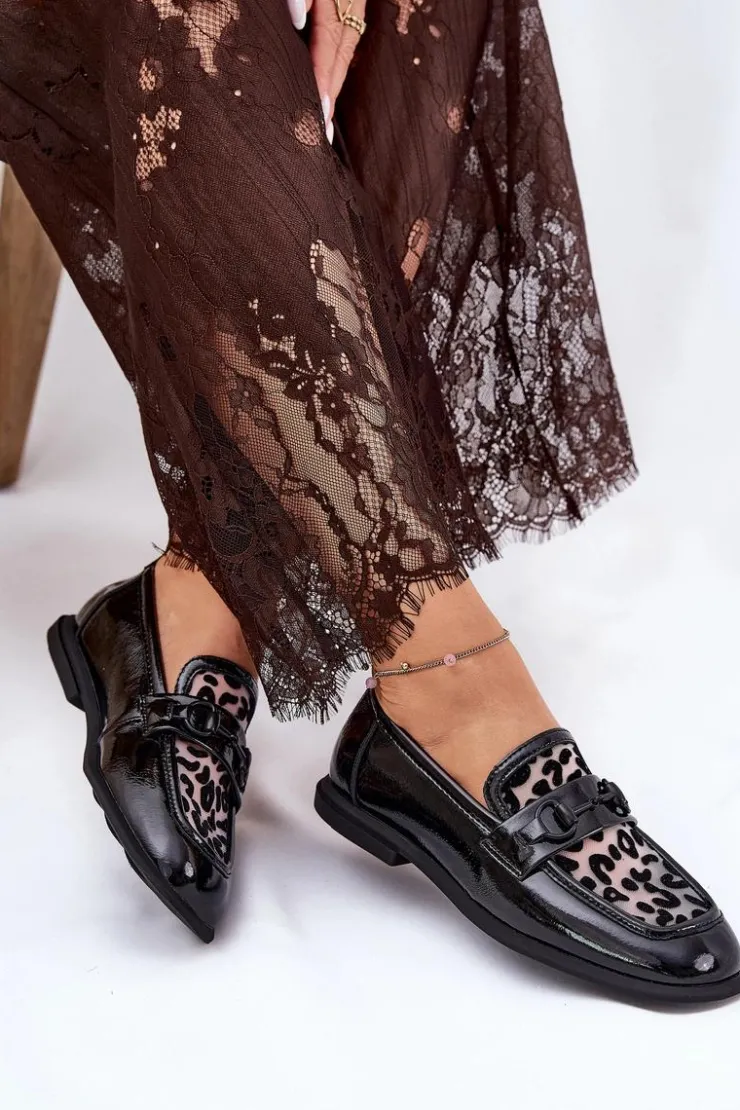 Damskie Buty damskie Vinceza Skórzane Lakierowane Mokasyny Z Siateczką Vinceza 31931 Czarne