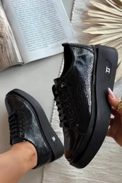 Discount Artiker Skórzane Lakierowane Półbuty Damskie Na Platformie 57C2041 Czarne