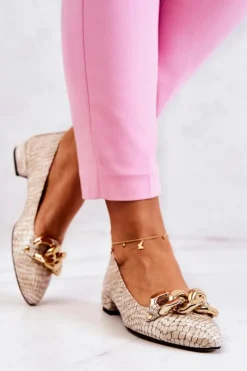 Boto Czółenka Na Słupku|Czółenka Klasyczne*Skórzane Lakierowane Wężowe Czółenka Beżowe Elissabeth