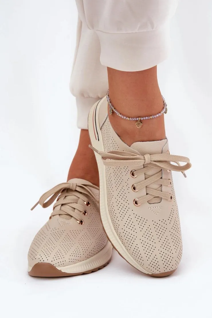 Damskie Artiker Skórzane Lekkie Półbuty Damskie 54C1759 Beżowe