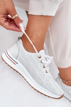 Artiker Buty Sportowe Na Platformie|Półbuty Skórzane*Skórzane Lekkie Półbuty Damskie 54C1758 Białe Biały