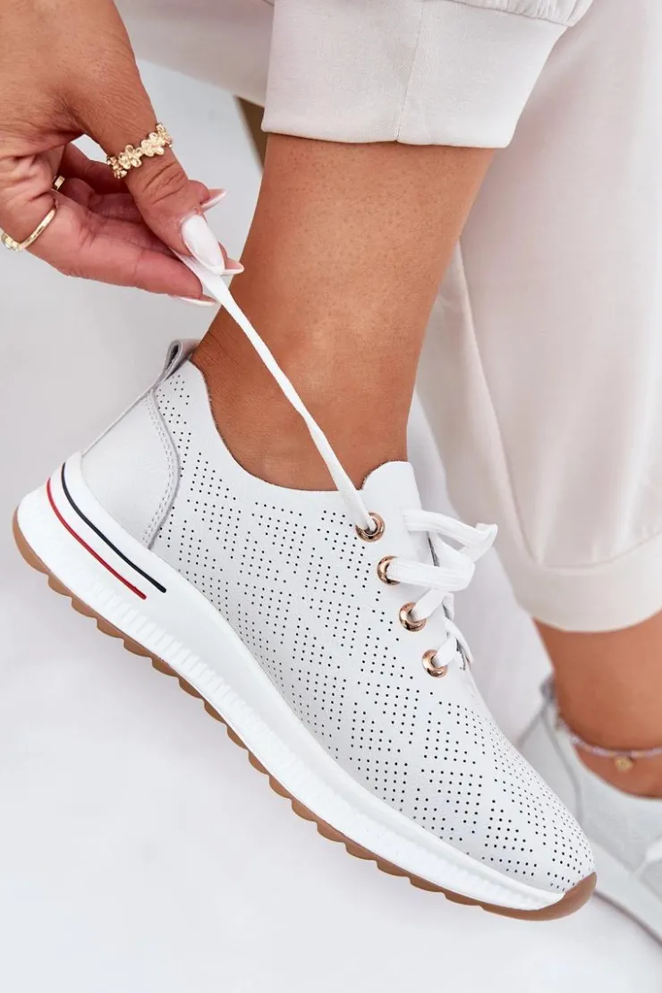 Artiker Buty Sportowe Na Platformie|Półbuty Skórzane*Skórzane Lekkie Półbuty Damskie 54C1758 Białe Biały