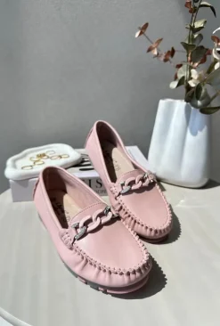 Damskie buty S.Barski Loafersy Damskie|Mokasyny Damskie Skórzane*Skórzane Mokasyny Damskie Z Ozdobą Różowe S.Barski LR339 Różowy