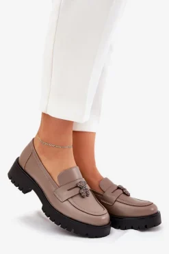 Online Buty damskie Vinceza Skórzane Mokasyny Damskie Z Przypinką Miś Vinceza 18109 Beżowe Beżowy