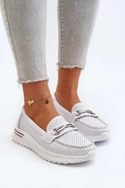 Buty damskie Vinceza Skórzane Mokasyny Damskie Białe Veridinna