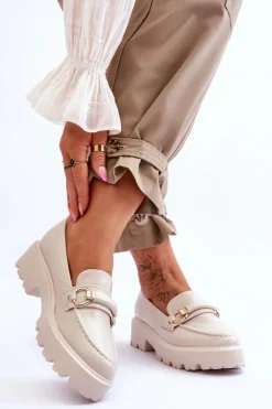 Boto Mokasyny Damskie Skórzane*Skórzane Mokasyny Damskie Beżowe Camerin