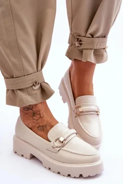 Boto Mokasyny Damskie Skórzane*Skórzane Mokasyny Damskie Beżowe Camerin