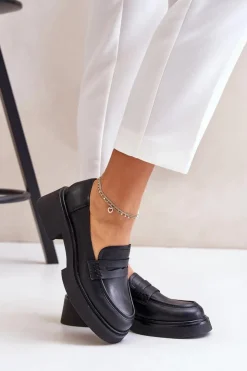 Damskie buty S.Barski Mokasyny Damskie Lakierowane*Skórzane Mokasyny Loafersy Damskie D&A JC42-61 Czarne