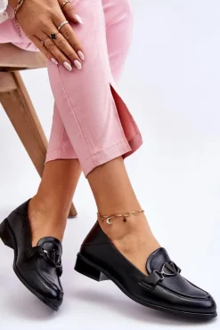 Buty damskie Vinceza Mokasyny Damskie Skórzane*Skórzane Mokasyny Na Płaskim Obcasie Czarne Marra