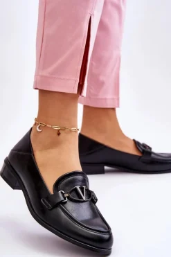 Buty damskie Vinceza Mokasyny Damskie Skórzane*Skórzane Mokasyny Na Płaskim Obcasie Czarne Marra