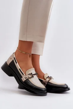 Maciejka Loafersy Damskie|Półbuty Skórzane*Skórzane Mokasyny Półbuty Damskie 06493-01 Czarne