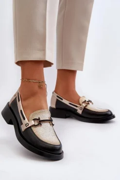 Maciejka Loafersy Damskie|Półbuty Skórzane*Skórzane Mokasyny Półbuty Damskie 06493-01 Czarne