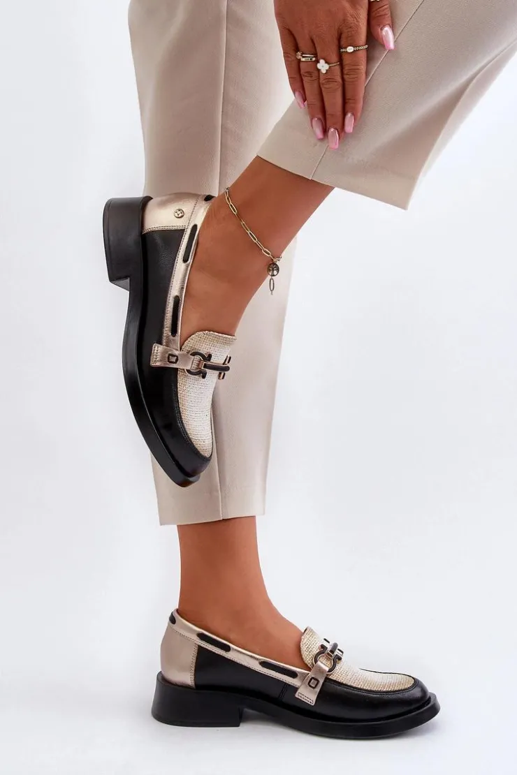 Maciejka Loafersy Damskie|Półbuty Skórzane*Skórzane Mokasyny Półbuty Damskie 06493-01 Czarne