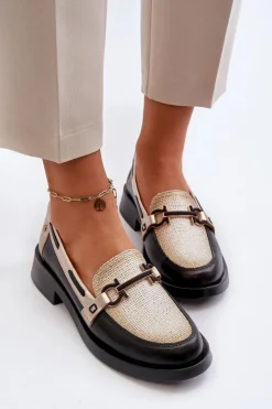 Maciejka Loafersy Damskie|Półbuty Skórzane*Skórzane Mokasyny Półbuty Damskie 06493-01 Czarne