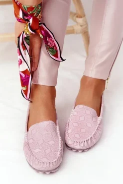 Evento Mokasyny Damskie Skórzane*Skórzane Mokasyny RIO FLORE Eco-Friendly Różowe