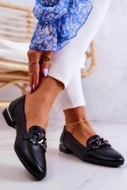 Damskie Buty Sergio Leone Skórzane Mokasyny Sergio Leone MK739 Czarne