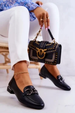 Damskie Buty Sergio Leone Skórzane Mokasyny Sergio Leone MK739 Czarne