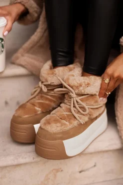 Big Star Shoes Śniegowce Damskie*Skórzane Śniegowce Damskie Na Grubej Podeszwie Z Futerkiem Big Star OO274A207 Brązowe Brązowy