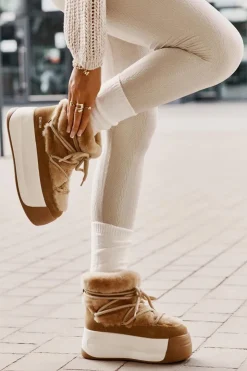 Big Star Shoes Śniegowce Damskie*Skórzane Śniegowce Damskie Na Grubej Podeszwie Z Futerkiem Big Star OO274A207 Brązowe Brązowy