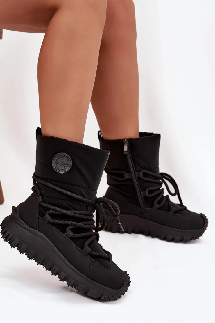Hot Lee Cooper Skórzane Śniegowce Na Platformie LCJ-25-12-3660 Czarne Czarny