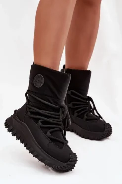 Hot Lee Cooper Skórzane Śniegowce Na Platformie LCJ-25-12-3660 Czarne Czarny