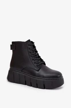 Buty damskie Vinceza Botki Ocieplane|Botki Skórzane*Skórzane Ocieplane Botki Damskie Na Platformie Vinceza 66803 Czarne Czarny