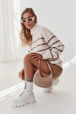 Discount GOE Skórzane Ocieplane Botki KK2N4012 Białe