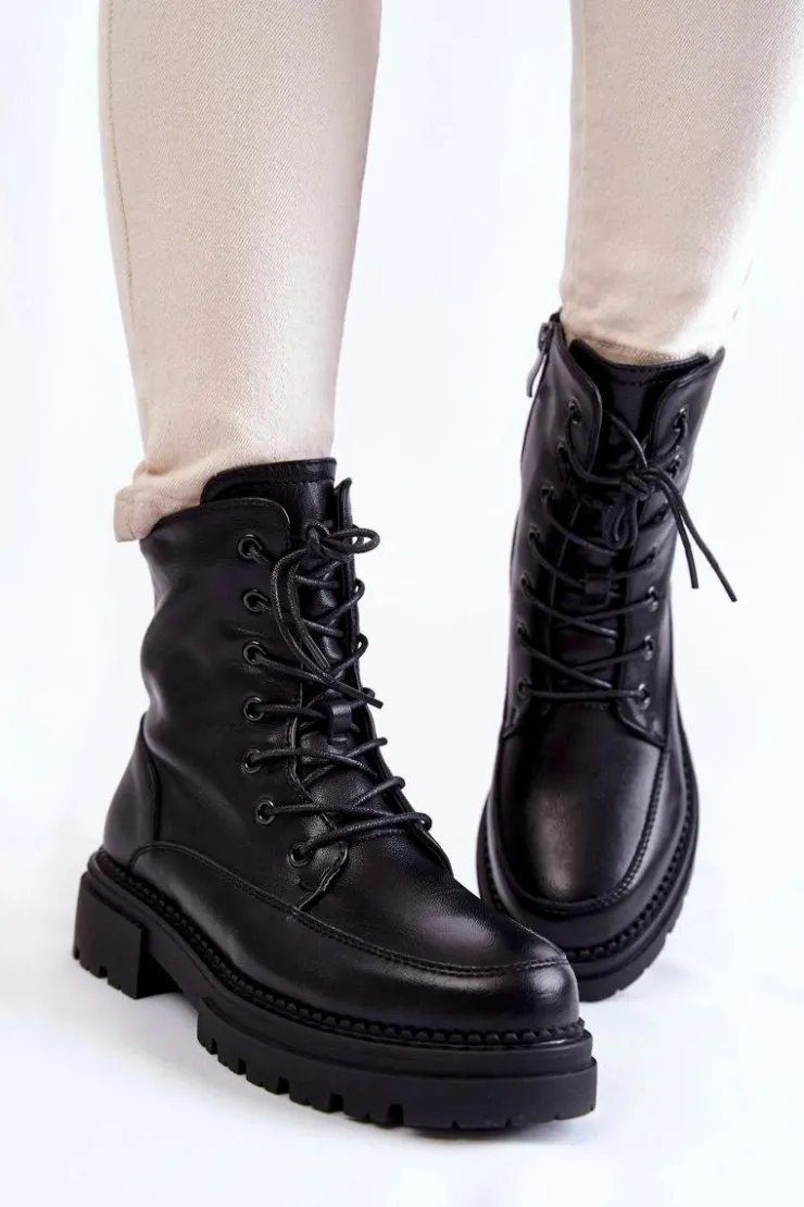 Outlet Boto Skórzane Ocieplane Botki La.Fi 250009B-QN Czarne