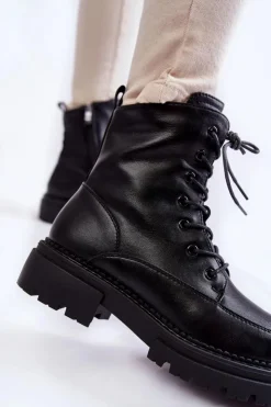 Outlet Boto Skórzane Ocieplane Botki La.Fi 250009B-QN Czarne