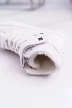 Big Star Shoes Skórzane Ocieplane Trampki BIG STAR V274541FW Białe