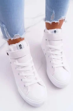 Big Star Shoes Skórzane Ocieplane Trampki BIG STAR V274541FW Białe