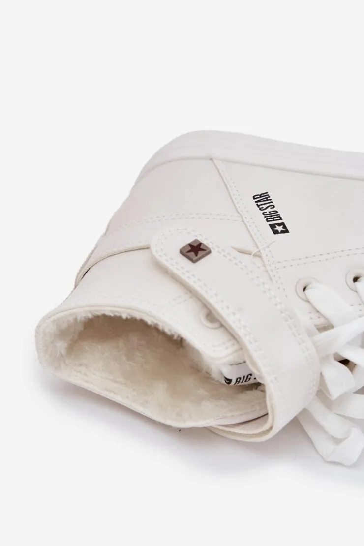 Sale Big Star Shoes Skórzane Ocieplane Trampki BIG STAR V274541FW Białe