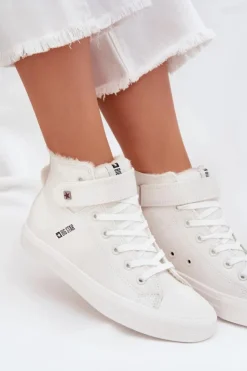 Sale Big Star Shoes Skórzane Ocieplane Trampki BIG STAR V274541FW Białe