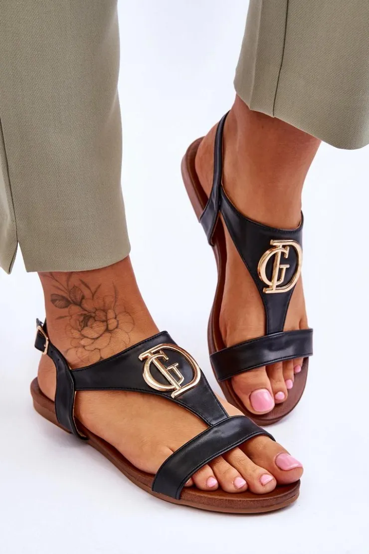 Damskie buty S.Barski Sandały Płaskie*Skórzane Płaskie Sandały S.Barski KV-5541-32 Czarne