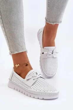 Buty damskie Vinceza Półbuty Skórzane*Skórzane Półbuty Damskie Ażurowe Białe Darnissa