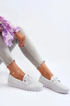 Buty damskie Vinceza Półbuty Skórzane*Skórzane Półbuty Damskie Ażurowe Białe Darnissa