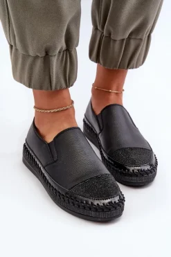 Damskie Damskie buty S.Barski Skórzane Półbuty Damskie Na Platformie Czarne D&A LR370