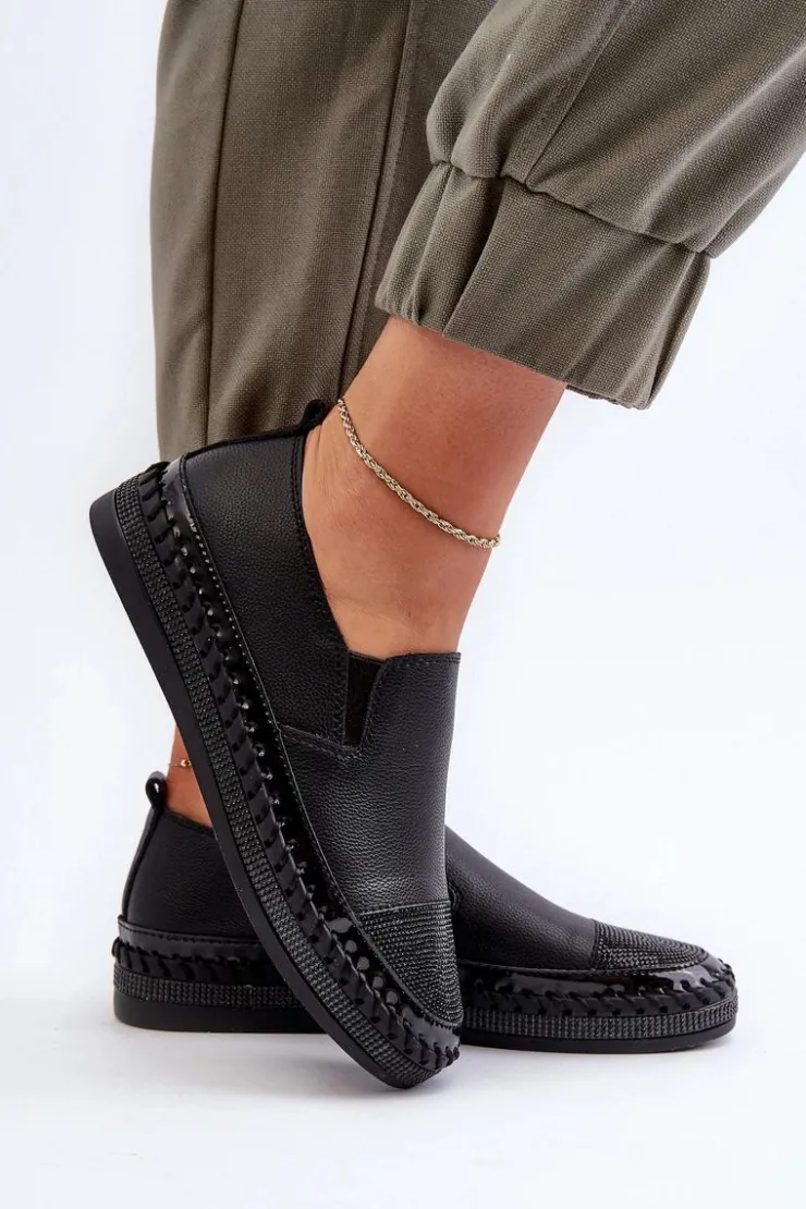 Damskie Damskie buty S.Barski Skórzane Półbuty Damskie Na Platformie Czarne D&A LR370