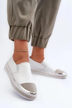 Discount Damskie buty S.Barski Skórzane Półbuty Damskie Na Platformie Białe D&A LR370