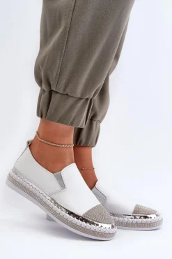 Discount Damskie buty S.Barski Skórzane Półbuty Damskie Na Platformie Białe D&A LR370