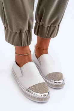 Discount Damskie buty S.Barski Skórzane Półbuty Damskie Na Platformie Białe D&A LR370