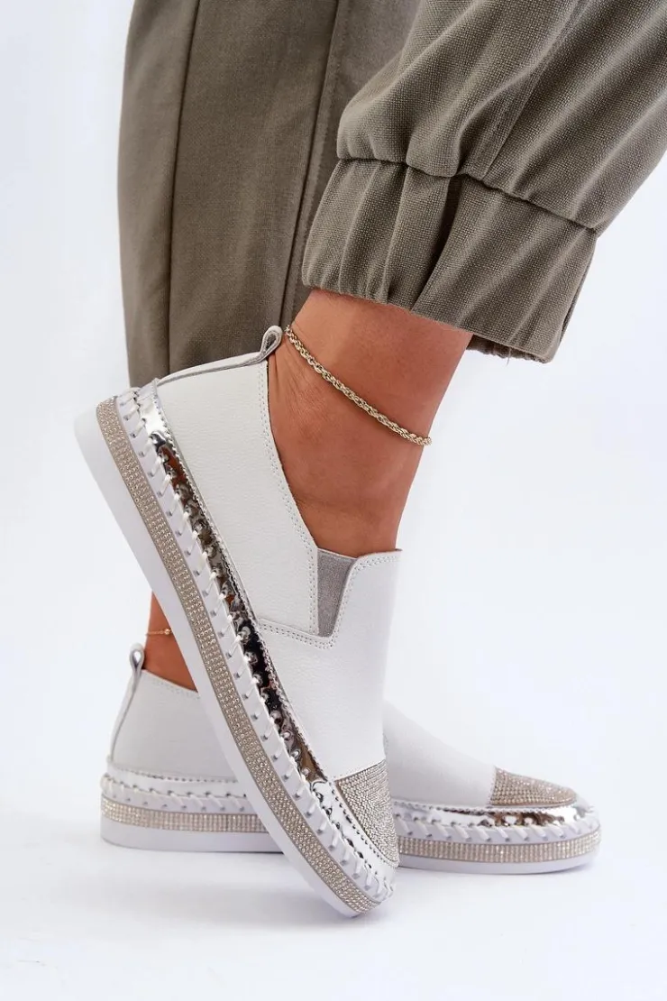 Discount Damskie buty S.Barski Skórzane Półbuty Damskie Na Platformie Białe D&A LR370