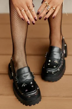 Best Damskie buty S.Barski Skórzane Półbuty Damskie Z Ozdobami D&A MR880-102 Czarne Czarny