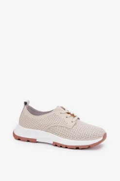 Artiker Skórzane Półbuty Damskie Z Przypinką 54C1811 Beżowe Beżowy